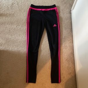 Womens Adidas pink striped joggers